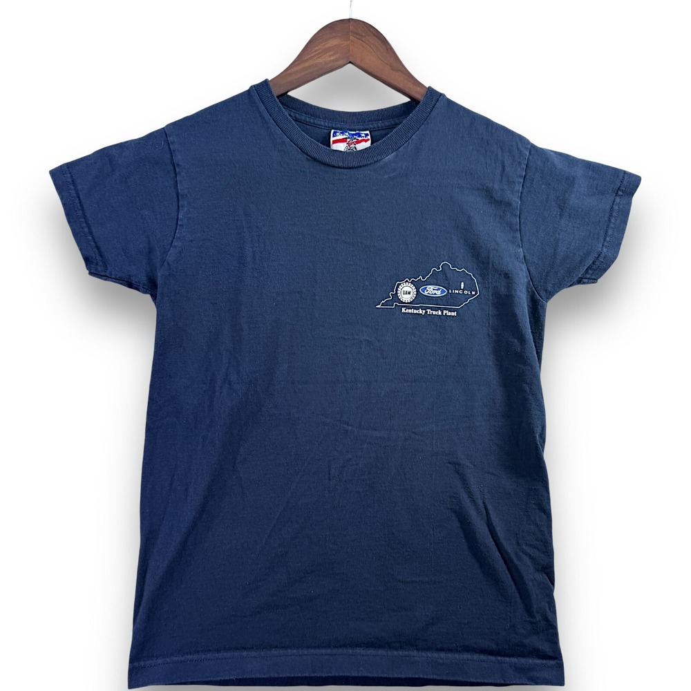 Kentucky Truck Plant Mens Small T-Shirt UAW Ford Lincoln Union Made USA Blue